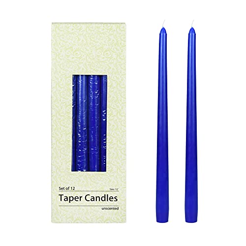 Zest Candle 12-Piece Taper Candles, 12-Inch, Blue