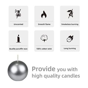 Zest Candle 6-Piece Ball Candles, 3-Inch, Metallic Silver