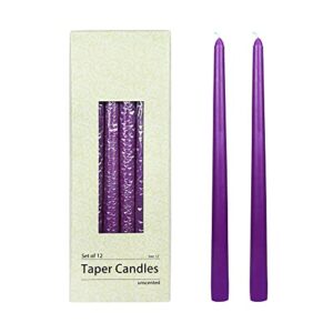 zest candle 12-piece taper candles, 12-inch, purple