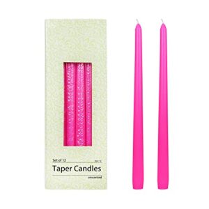 zest candle 12-piece taper candles, 12-inch, hot pink
