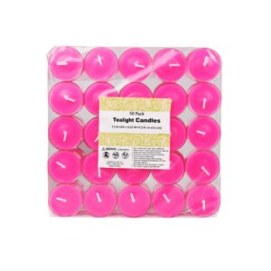 Zest Candle 50-Piece Tealight Candles, Hot Pink