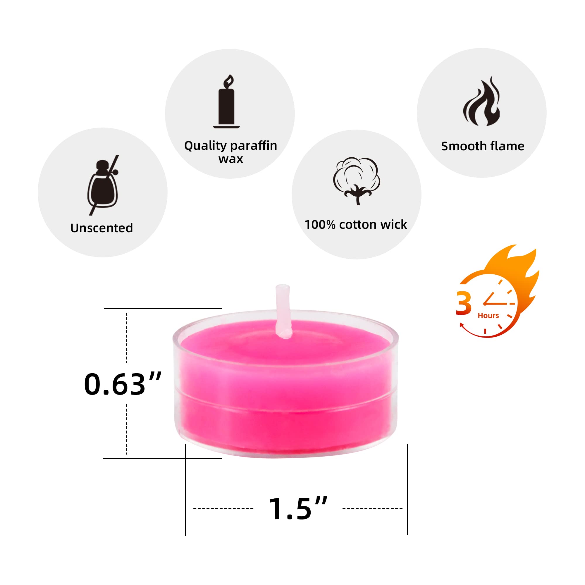 Zest Candle 50-Piece Tealight Candles, Hot Pink