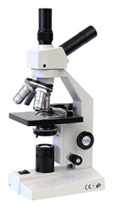 amscope d120-ms dual-view compound monocular microscope, 40x-1000x magnification, brightfield, 1.25 na abbe condenser, mechanical stage