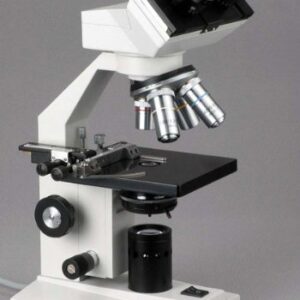 AmScope B100-E 1000X Digital Compound Binocular Microscope, 40X-1000X Magnification, Brightfield, Tungsten Illumination, Abbe Condenser, Plain Stage, Includes 0.3MP Camera and Software