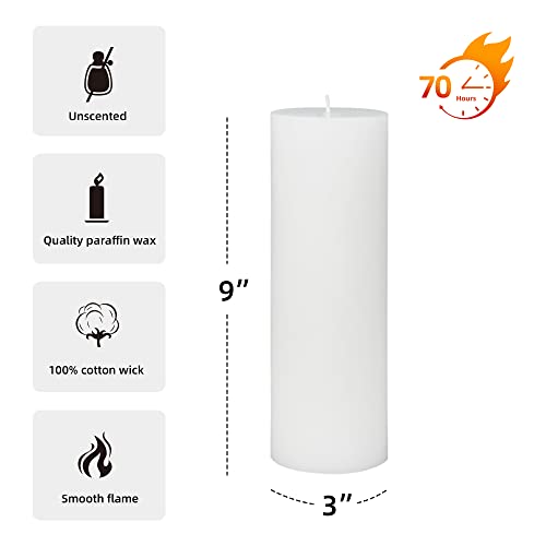 Zest Candle Pillar Candle, 3 by 9-Inch, White