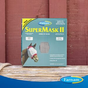 SuperMask II Fly Mask Without Ears for Foals, Full Face Coverage and Eye Protection from Insect Pests, Structured Classic Styling Mesh with Plush Trim, Foal Size