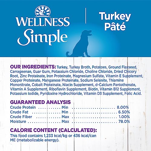 Wellness Simple Natural Wet Canned Limited Ingredient Dog Food, Turkey & Potato, 12.5-Ounce Can (Pack of 12)