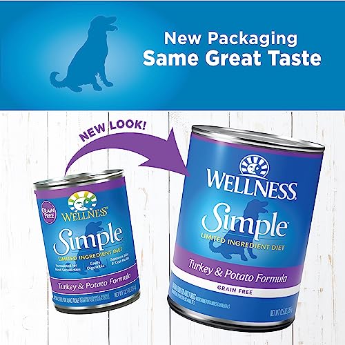 Wellness Simple Natural Wet Canned Limited Ingredient Dog Food, Turkey & Potato, 12.5-Ounce Can (Pack of 12)