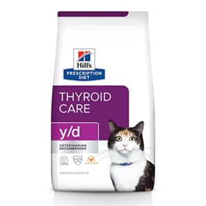 hill's prescription diet y/d thyroid care dry cat food, veterinary diet, 4 lb. bag