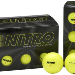 Long Distance Golf Balls (12PK) All Levels-Nitro Maximum Distance Titanium Core 85 Compression High Velocity Spin Control Long Distance Golf Balls USGA Approved-Total of 12-Yellow