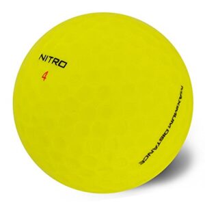 Long Distance Golf Balls (12PK) All Levels-Nitro Maximum Distance Titanium Core 85 Compression High Velocity Spin Control Long Distance Golf Balls USGA Approved-Total of 12-Yellow