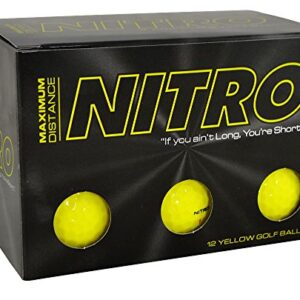Long Distance Golf Balls (12PK) All Levels-Nitro Maximum Distance Titanium Core 85 Compression High Velocity Spin Control Long Distance Golf Balls USGA Approved-Total of 12-Yellow