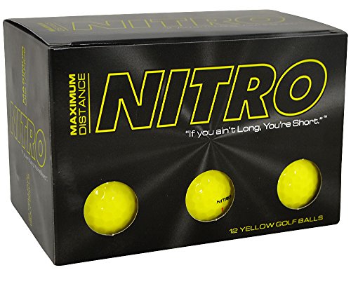 Long Distance Golf Balls (12PK) All Levels-Nitro Maximum Distance Titanium Core 85 Compression High Velocity Spin Control Long Distance Golf Balls USGA Approved-Total of 12-Yellow