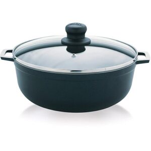 imusa usa 6.9qt nonstick blue exterior caldero (dutch oven) with glass lid and steam vent