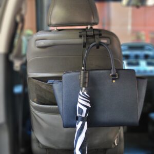 Maxsa 25526 Headrest Hanger 2 Hook Organizer for Bags, Purses and Car Storage, Black