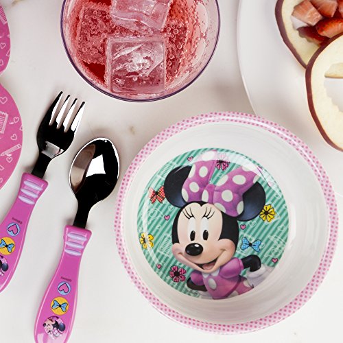 Zak Designs Minnie Easy Grip Flatware Fork And Spoon Utensil Set – Perfect for Toddler Hands With Fun Characters, Contoured Handles And Textured Grips, Minnie Bowtique