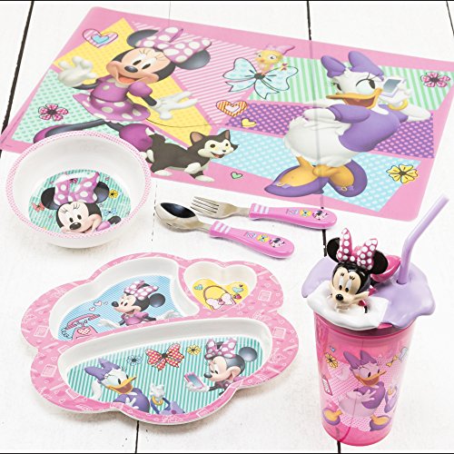 Zak Designs Minnie Easy Grip Flatware Fork And Spoon Utensil Set – Perfect for Toddler Hands With Fun Characters, Contoured Handles And Textured Grips, Minnie Bowtique