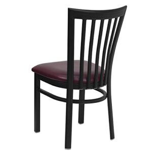 Flash Furniture HERCULES Series Black School House Back Metal Restaurant Chair - Burgundy Vinyl Seat