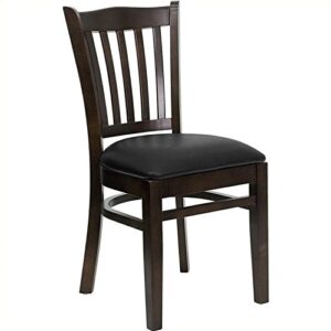 flash furniture hercules series vertical slat back walnut wood restaurant chair - black vinyl seat