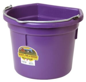 little giant® flat back plastic animal feed bucket | animal feed bucket with metal handle | horse feed & water bucket | 22 quarts | purple
