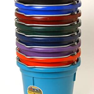 Little Giant® Flat Back Plastic Animal Feed Bucket | Animal Feed Bucket with Metal Handle | Horse Feed & Water Bucket | 22 Quarts | Purple
