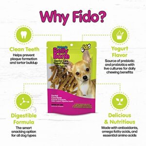 Fido Belly Bones for Dogs, 21 Yogurt Flavor Mini Dog Dental Treats (Made in USA) - 21 Count Dog Treats for Small Dogs - Plaque and Tartar Control for Fresh Breath, Digestive Health Support