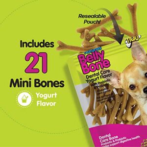 Fido Belly Bones for Dogs, 21 Yogurt Flavor Mini Dog Dental Treats (Made in USA) - 21 Count Dog Treats for Small Dogs - Plaque and Tartar Control for Fresh Breath, Digestive Health Support