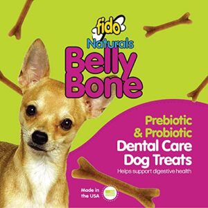 Fido Belly Bones for Dogs, 21 Yogurt Flavor Mini Dog Dental Treats (Made in USA) - 21 Count Dog Treats for Small Dogs - Plaque and Tartar Control for Fresh Breath, Digestive Health Support