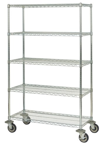 Omega Precision - 14" Deep x 24" Wide x 60" High Chrome Wire 800lb Capacity 5 Shelf Truck Qty(5) 14" Deep x 24" Wide Chrome Wire Shelves Qty(4) 54" High Posts Qty(4) 5" Rubber Casters (2 w/Brake)