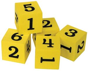 teacher created resources foam numbered dice 1-6, pack of 20 , yellow