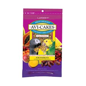 lafeber's fruit delight avi-cakes pet bird food, made with non-gmo and human-grade ingredients, for parrots (8 oz pack of 1)