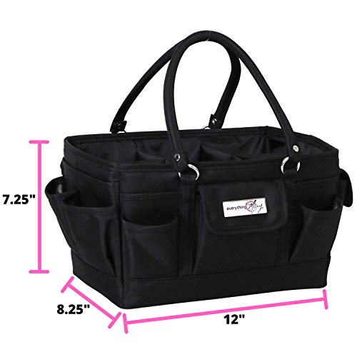 Everything Mary Black Deluxe Store and Tote Bag - Storage Craft Bag for Crafts, Sewing, Paper, Art, Desk, Canvas, Supplies Storage Organization with Handles for Travel