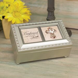 Cottage Garden Confirmation Inspirational Champagne Silver Petite Music Box Plays Amazing Grace