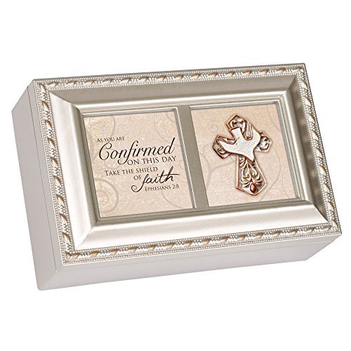 Cottage Garden Confirmation Inspirational Champagne Silver Petite Music Box Plays Amazing Grace