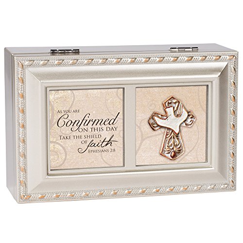 Cottage Garden Confirmation Inspirational Champagne Silver Petite Music Box Plays Amazing Grace