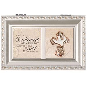 Cottage Garden Confirmation Inspirational Champagne Silver Petite Music Box Plays Amazing Grace