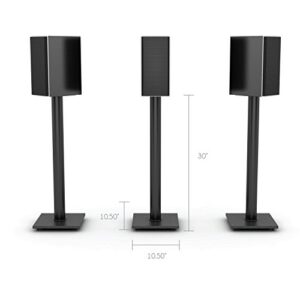 Atlantic Bookshelf Speaker Stands - Steel Construction, Pedestal Style & Built-in Wire Management, Support Bookshelf-Style Speakers up to 20 lbs. PN 77335799 - Black 2-Pack