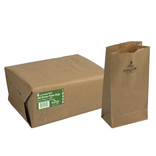 Duro ID# 18406 6# SOS Bag 35# 100% Recycled Natural Kraft, 6" H, 500 Piece