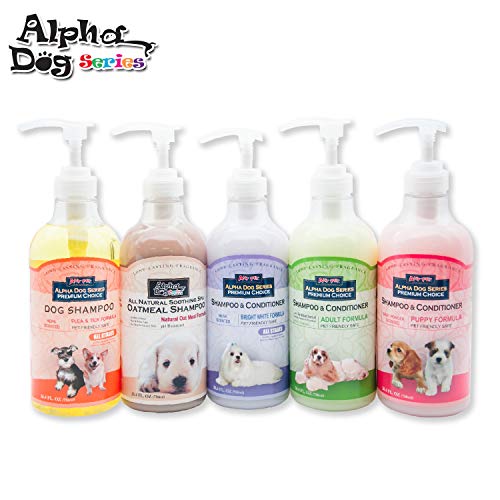 Alpha Dog Series Bright White Grooming Natural Dog Shampoo and Conditioner with Aloe Vera, pH balanced Shampoo for Dogs, Tear-Free, Moisturizing Dog Shampoo for Sensitive Skin - 26.4 Oz