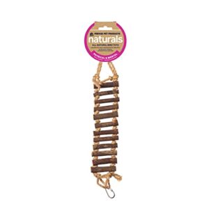 prevue pet products naturals rope ladder bird toy, wood stairs climbing activity attachment for birdcage, earth tone brown 62806