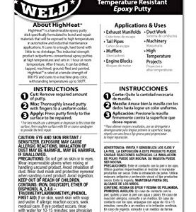 J-B Weld 8297 HighHeat 500 Degree Epoxy Putty Stick - 2 oz. , Grey