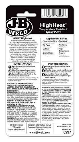 J-B Weld 8297 HighHeat 500 Degree Epoxy Putty Stick - 2 oz. , Grey