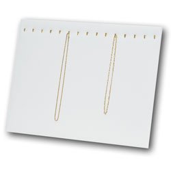 white leather jewelry necklace/chain display board ~ 15 hooks