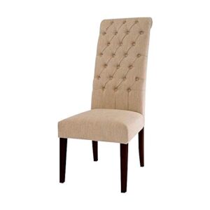 christopher knight home ckh tall tufted fabric dining chairs, 2-pcs set, natural