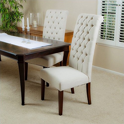 Christopher Knight Home CKH Tall Tufted Fabric Dining Chairs, 2-Pcs Set, Natural