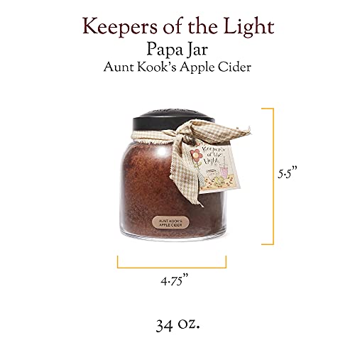 A Cheerful Giver — Aunt Kook's Apple Cider - 34oz Papa Scented Candle Jar with Lid - Keepers of the Light - 155 Hours of Burn Time, Gift for Women, Brown