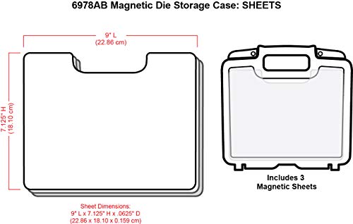 ArtBin 6978AB Magnetic Die Storage Case with 3 Magnetic Die Sheets, Portable Paper Craft & Die Organizer with Handle, Translucent