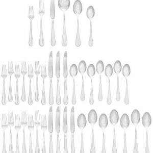 Ginkgo International Corrie 42-Piece Stainless Steel Flatware Place Setting, Service for 8 Plus 2-Piece Hostess Set