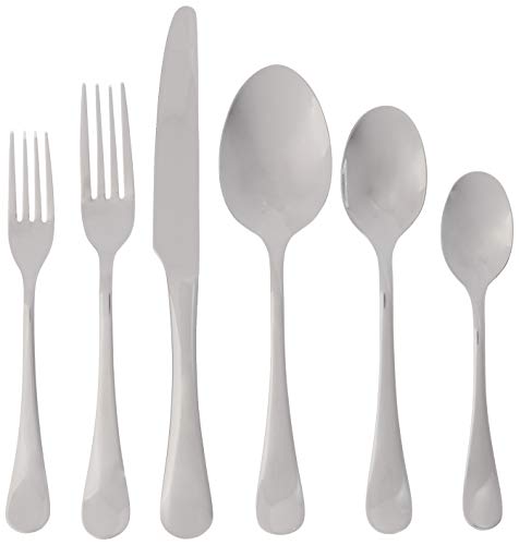 Ginkgo International Varberg 42-Piece Stainless Steel Flatware Place Setting, Service for 8 Plus 2-Piece Hostess Set