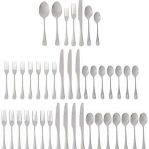 Ginkgo International Varberg 42-Piece Stainless Steel Flatware Place Setting, Service for 8 Plus 2-Piece Hostess Set